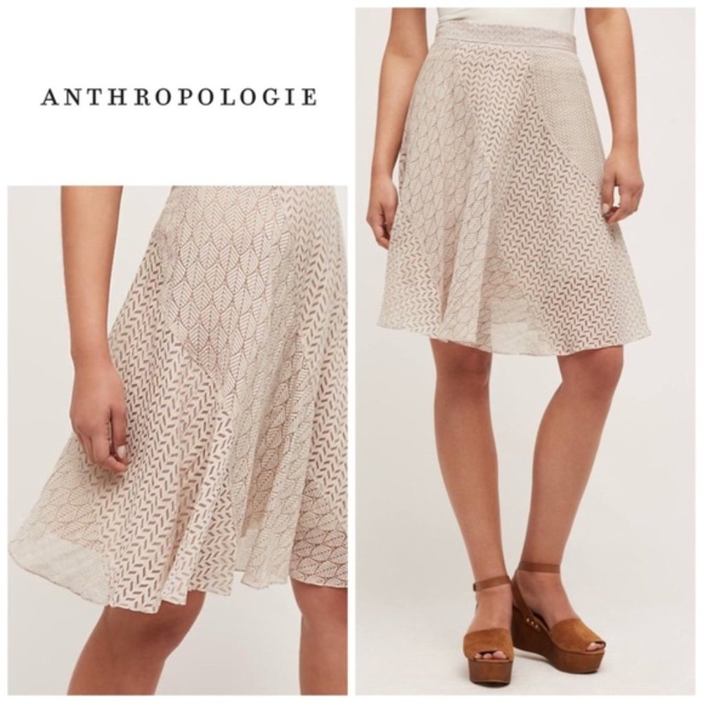 Maeve For Anthropologie Ivory Thera Leaf Skirt Size 2